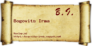 Bogovits Irma névjegykártya
